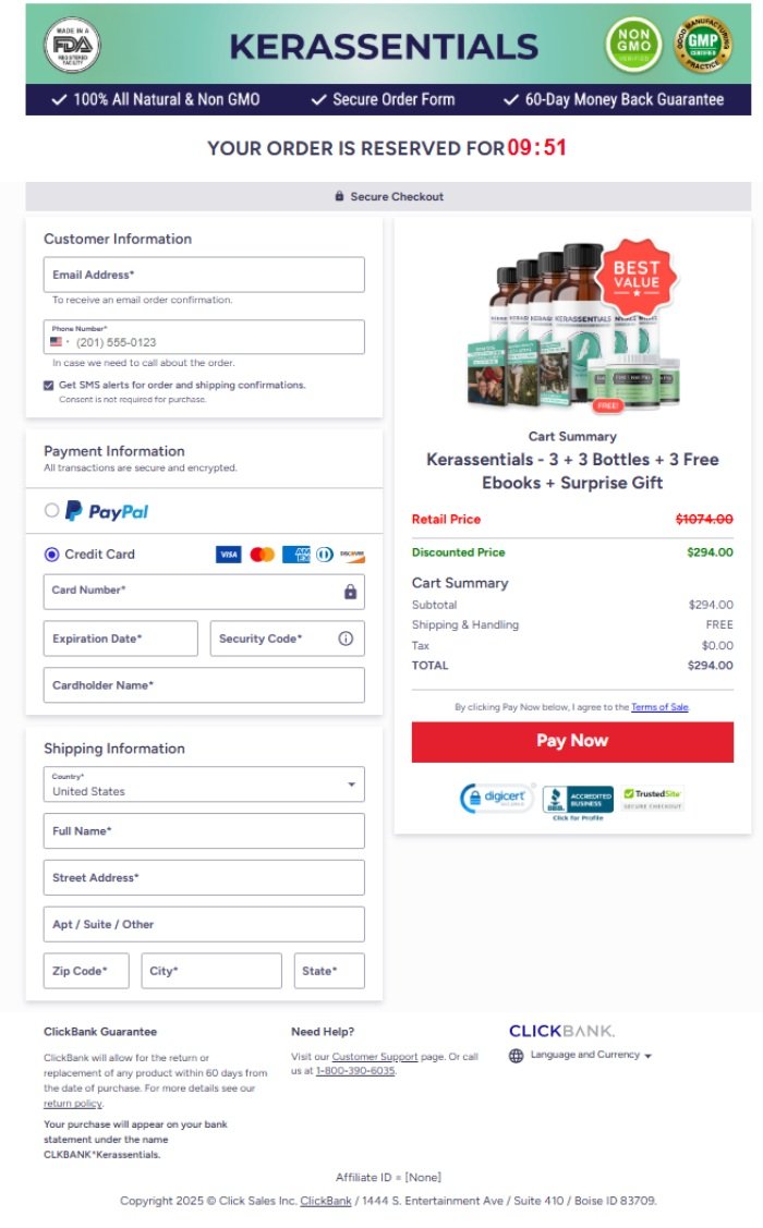 Kerassentials secure order page